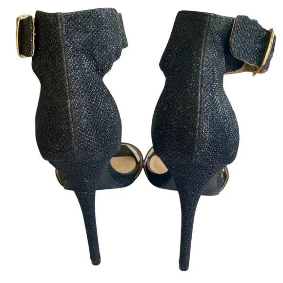 ZIGI SOHO High Heels Ankle Strap Open Toe Black Sparkle Women Size 8 - Picture 5 of 12